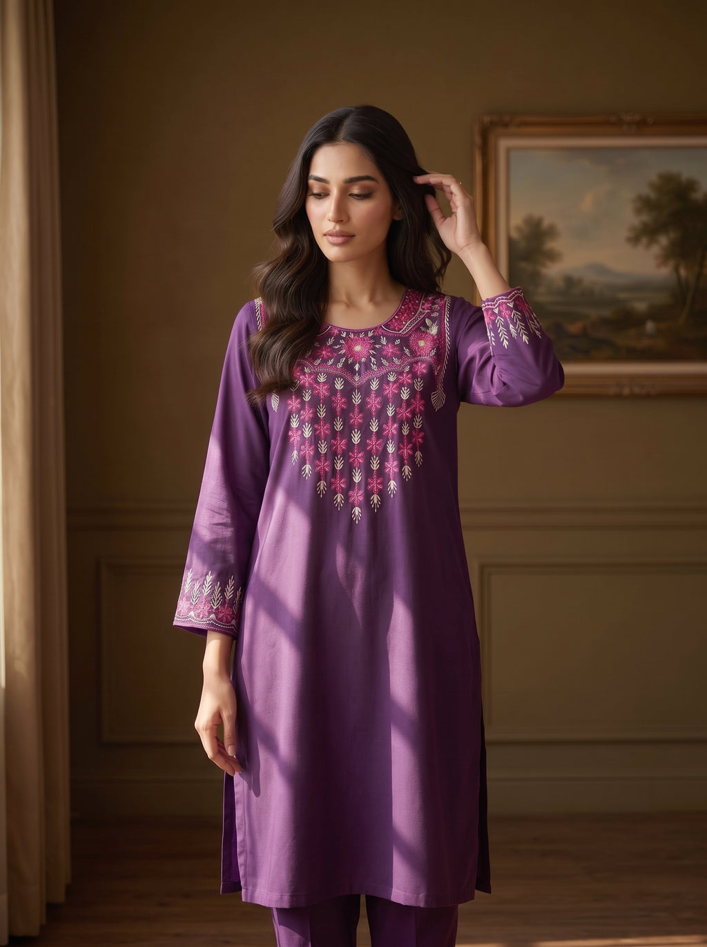 2pc Winter Purple Colour Dress