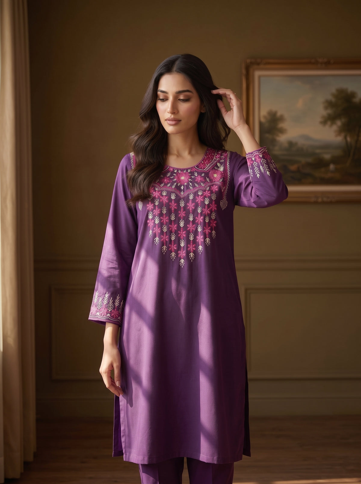 2pc Winter Purple Colour Dress