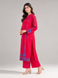 2pc Unstitch Embroidery Dress Red Colour and C Green Embroidery