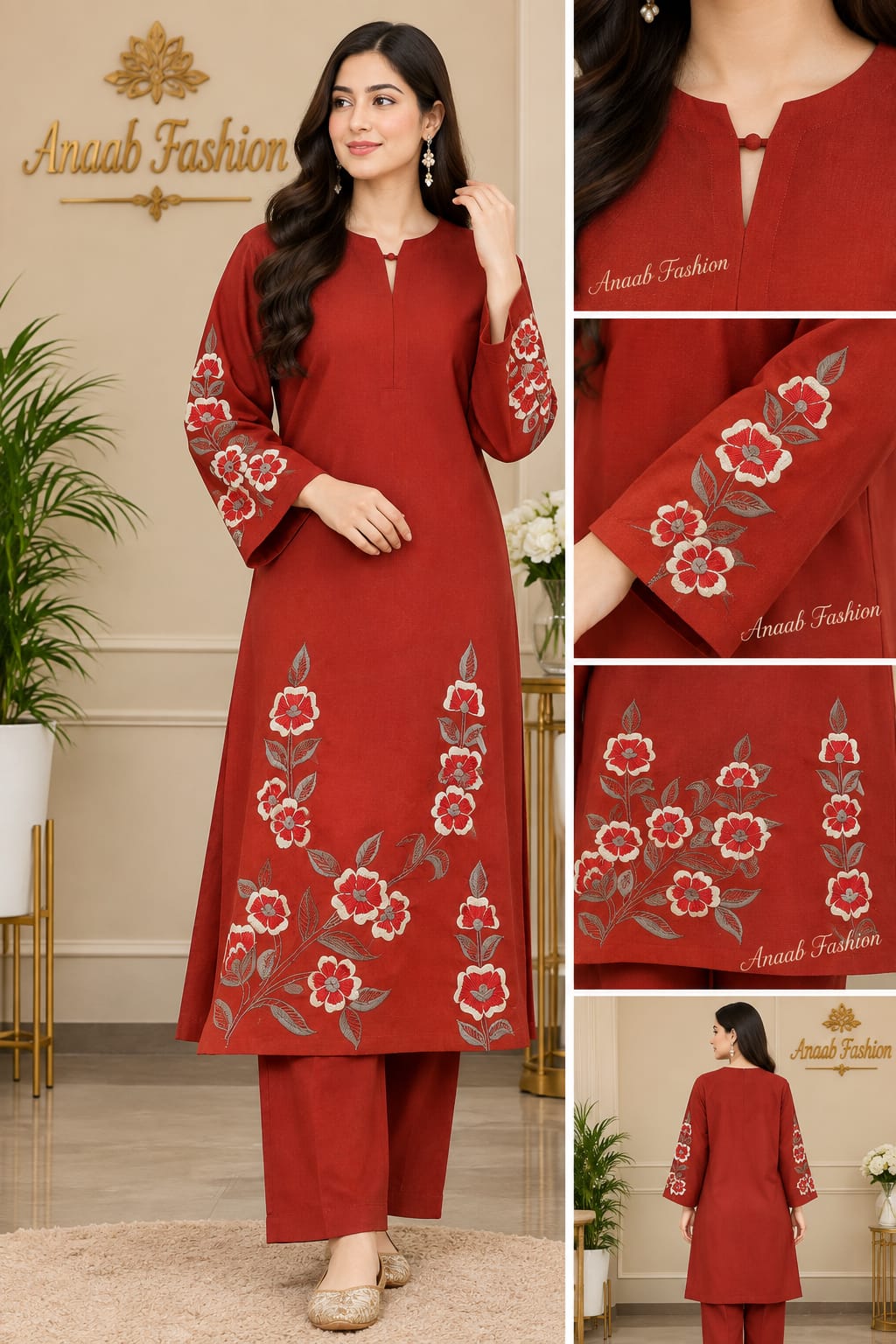 Copper Charm – 2 Piece Embroidered Unstitched Winter Dhanak Suit