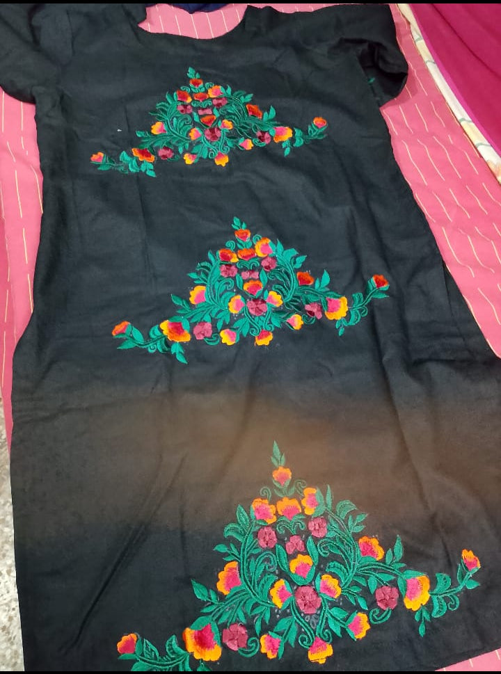 Midnight Mosaic – 2 Piece Multicolour Embroidered Unstitched Winter Dhanak Suit