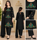 Midnight Mosaic – 2 Piece Multicolour Embroidered Unstitched Winter Dhanak Suit