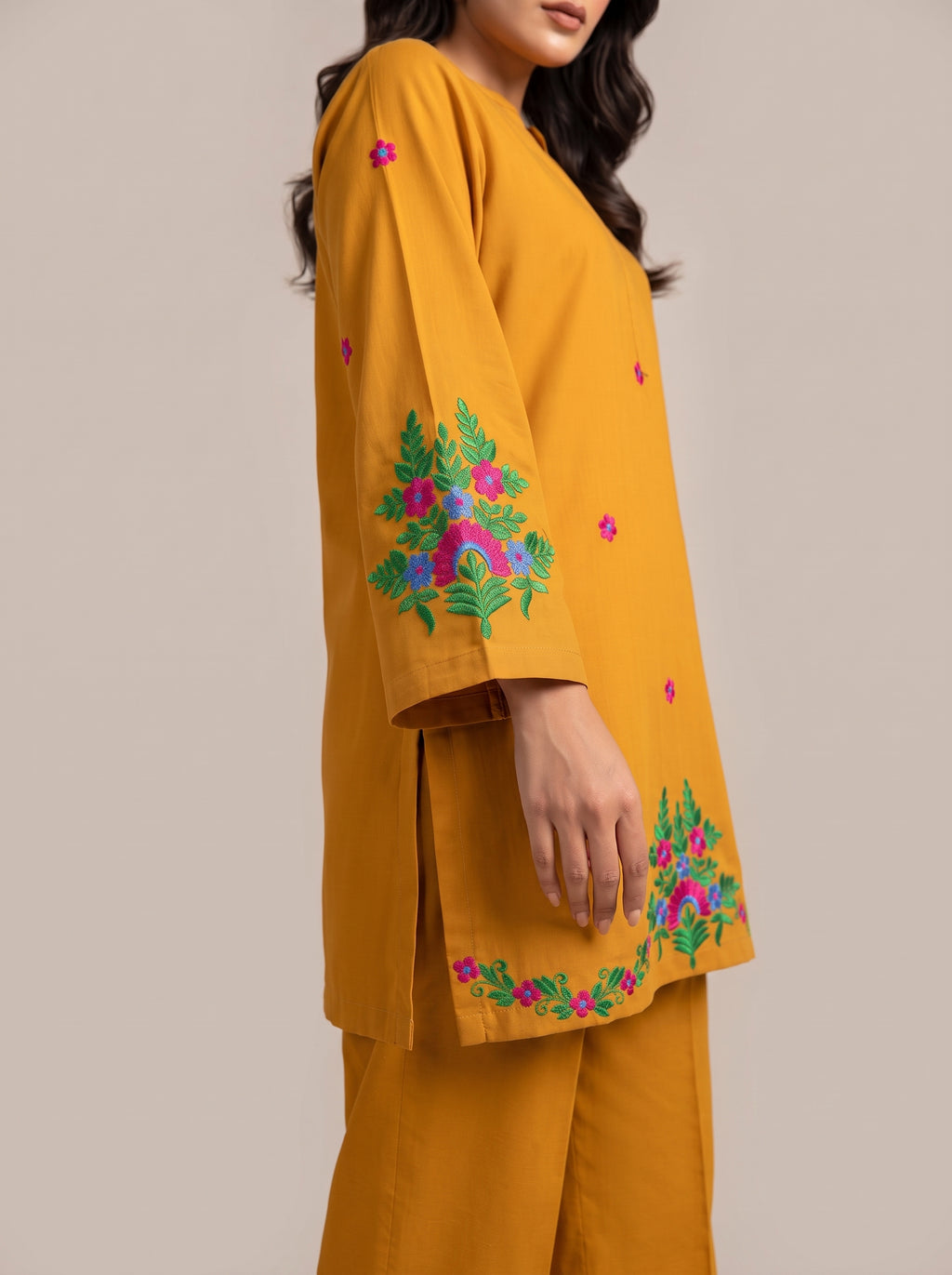 2pc Unstitch Masterd Color Multi Embroidery bazo daman