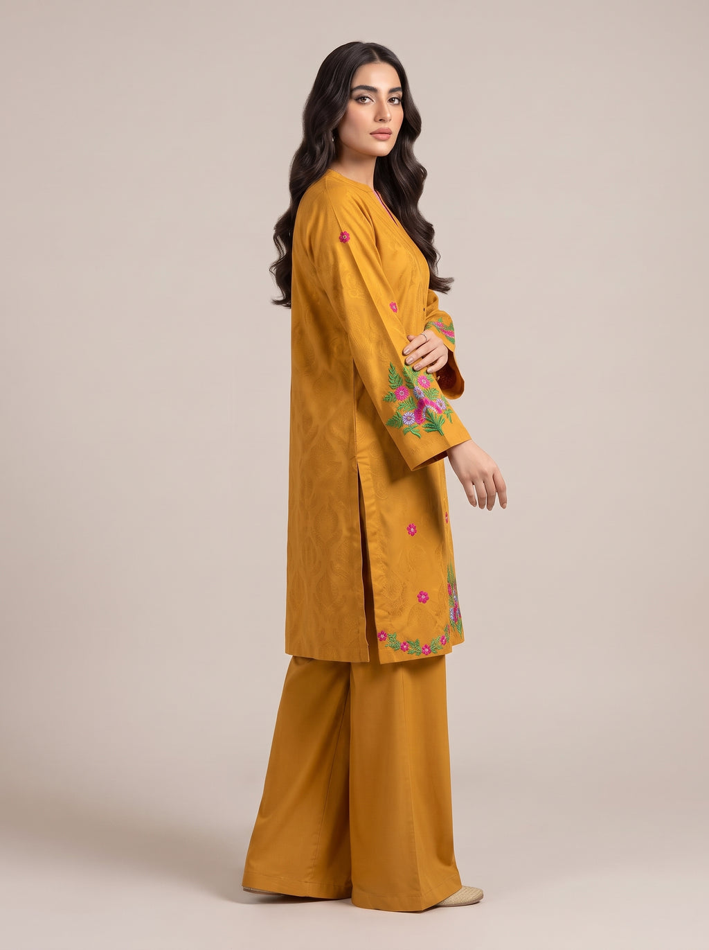 2pc Unstitch Masterd Color Multi Embroidery bazo daman