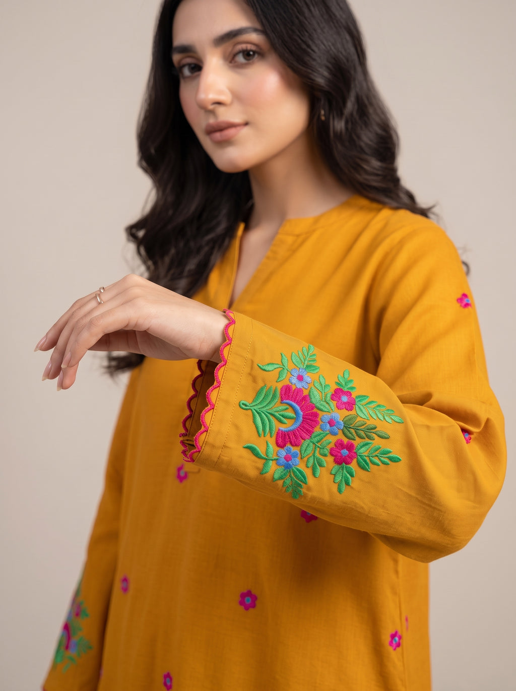 2pc Unstitch Masterd Color Multi Embroidery bazo daman