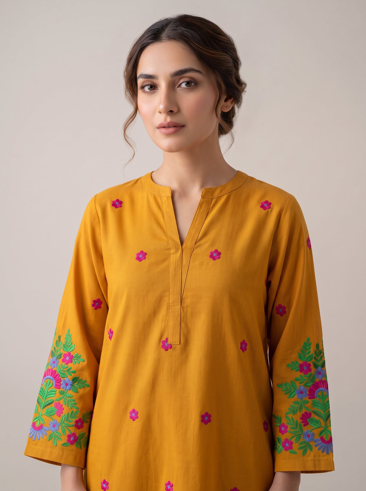 2pc Unstitch Masterd Color Multi Embroidery bazo daman